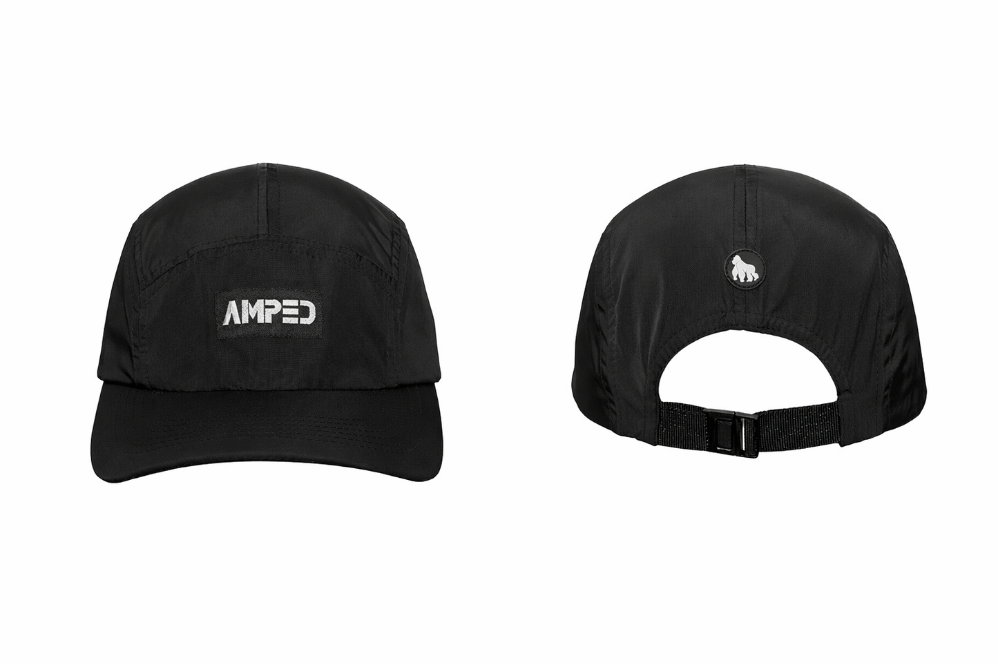 Amped Fitness 5-Panel Cap – Black