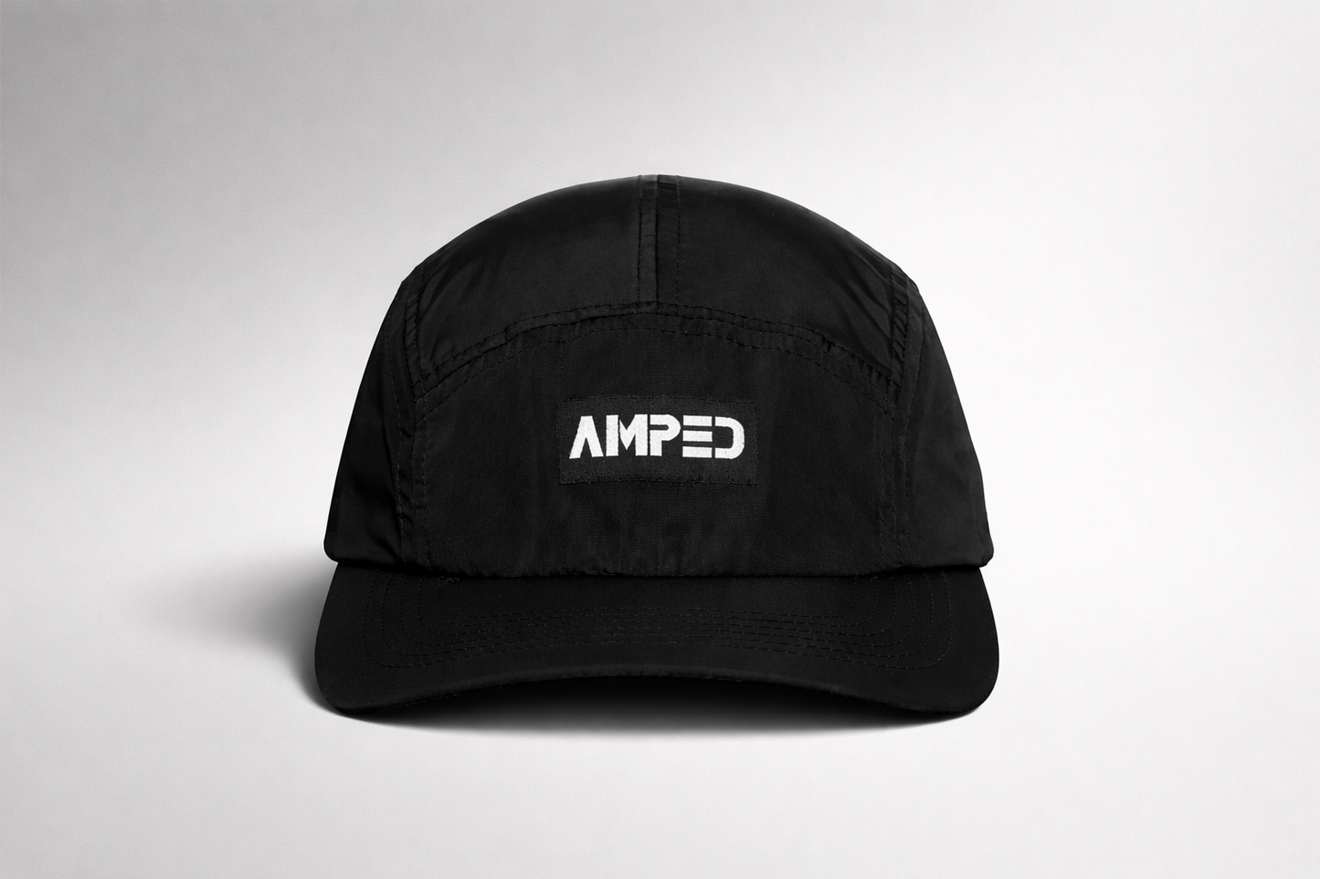 Amped Fitness 5-Panel Cap – Black