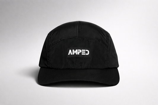 Amped Fitness 5-Panel Cap – Black